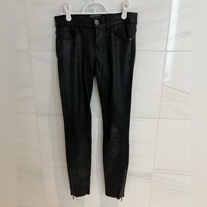 Current Elliott stiletto skinny ankle leather pants